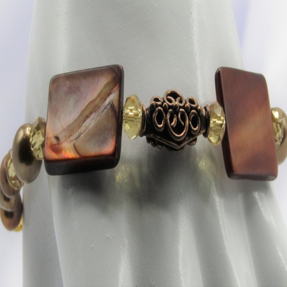 Copper and Gold Colour Beaded Jewelry Set - Picture 4 of 5